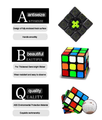 3x3 Speed Cube Magic Cube Smooth Puzzle Cube 3D Brain Teaser Twist Toy Party Game for Kids Adults Educational Stress Relief Gift