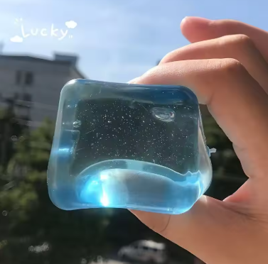 Maltose water blue cubic squeeze-able ice cubes soft rubber stress relief tool for relieving work pressure stress relief gift