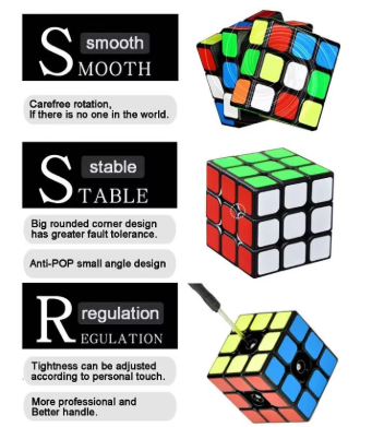 3x3 Speed Cube Magic Cube Smooth Puzzle Cube 3D Brain Teaser Twist Toy Party Game for Kids Adults Educational Stress Relief Gift