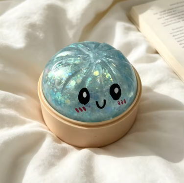 Hot Glitter Dumpling Squishy with Box Dumplings Sensory Steamer Soft Dough Ball for Decompression Fidget Toy Stress Relief Gift