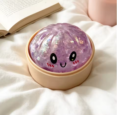 Hot Glitter Dumpling Squishy with Box Dumplings Sensory Steamer Soft Dough Ball for Decompression Fidget Toy Stress Relief Gift