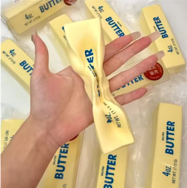 1-5PCS Soft Butter Squishy Toy Stretchy Squishy TPR Stress Relief Fidget Toy Strawberry Butter Bar Decompression Gift